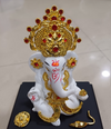 Ganesha Idol Gold Crown With Base White – "4 inch" Polyresin | Car, Gift, Home | 3-Y Warranty | Dev Tattva