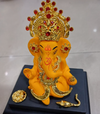 Ganesha Idol Gold Crown With Base Mango – "4 inch" Polyresin | Car, Gift, Home | 3-Y Warranty | Dev Tattva