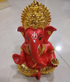 Gold Plated Titwala Ganesha Idol Red – "3.5 inch" Polyresin | Car, Gift, Home | 3-Y Warranty | Dev Tattva
