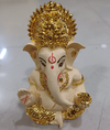 Gold Plated Titwala Ganesha Idol Badami – "3.5 inch" Polyresin | Car, Gift, Home | 3-Y Warranty | Dev Tattva