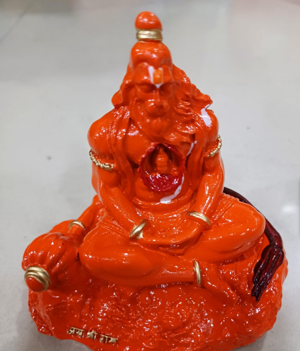 Hanuman Idol with Ram in Heart Orange – "3.5 inch" Polyresin | Car, Gift, Home | 3-Y Warranty | Dev Tattva