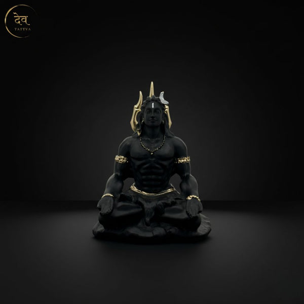 Shiv Murti Fiber Sitting Trishul – 3.5 Inch Black Gold | Car, Home, Gift | Lifetime Warranty | Dev Tattva