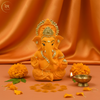 Ganesha Idol Matte Orange Gold – "3.5 inch" Polyresin | Car, Gift, Home | 3-Y Warranty | Dev Tattva
