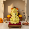 Ganesha Idol Ivory Matte Gold – "3.5 inch" Polyresin | Car, Gift, Home | 3-Y Warranty | Dev Tattva
